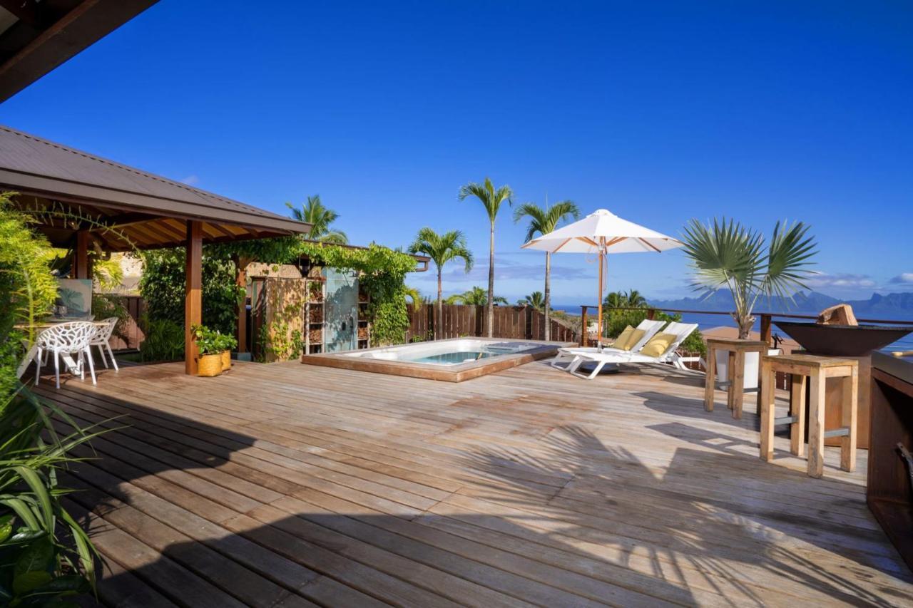 Villa Manuiti, Balinese Luxury Home - Private Swim Spa, Ocean View - Ofyr Bbq - Koi Pond Punaauia  Exterior foto